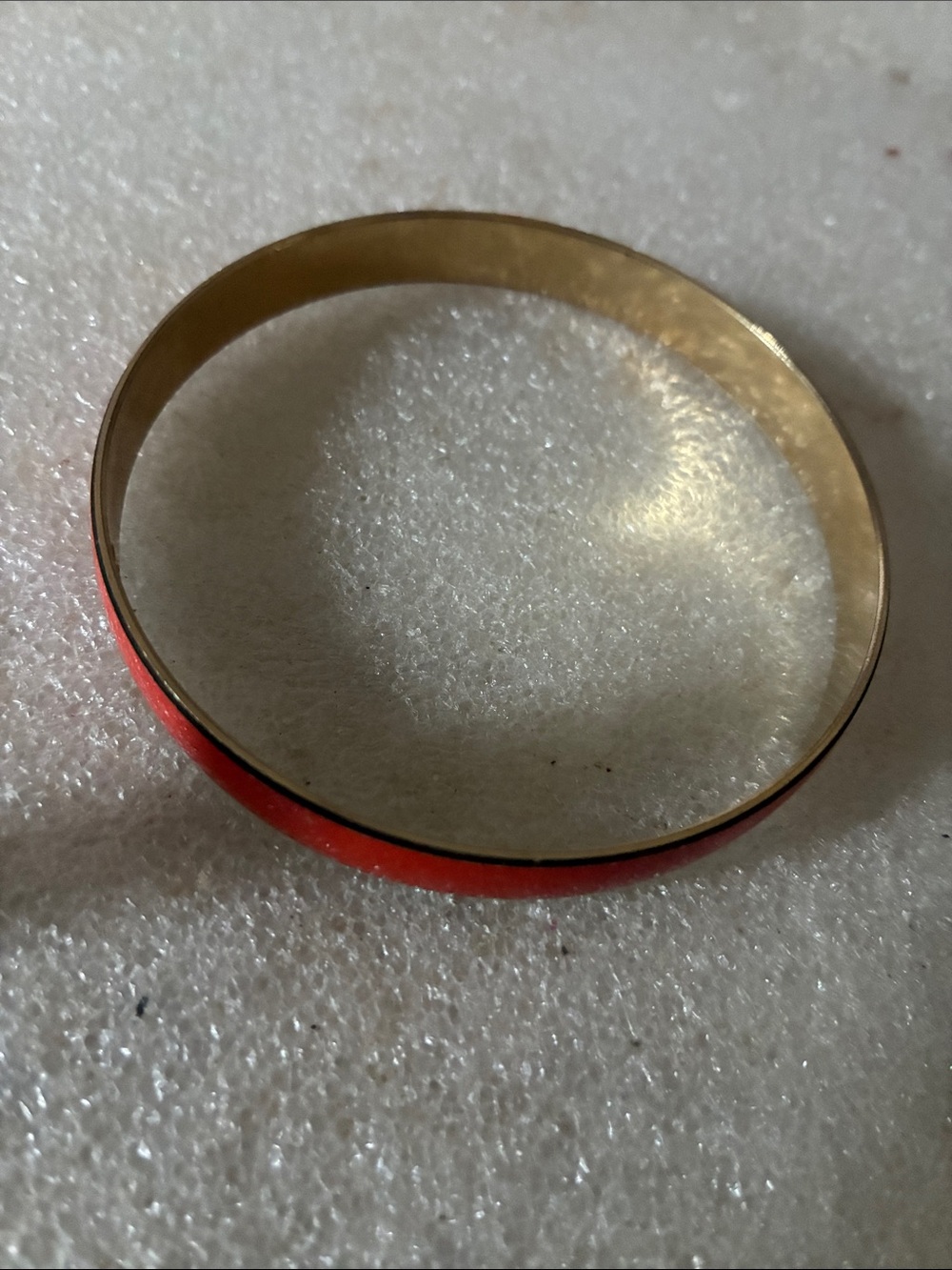 Brass Red Enamel Bangle Bracelet